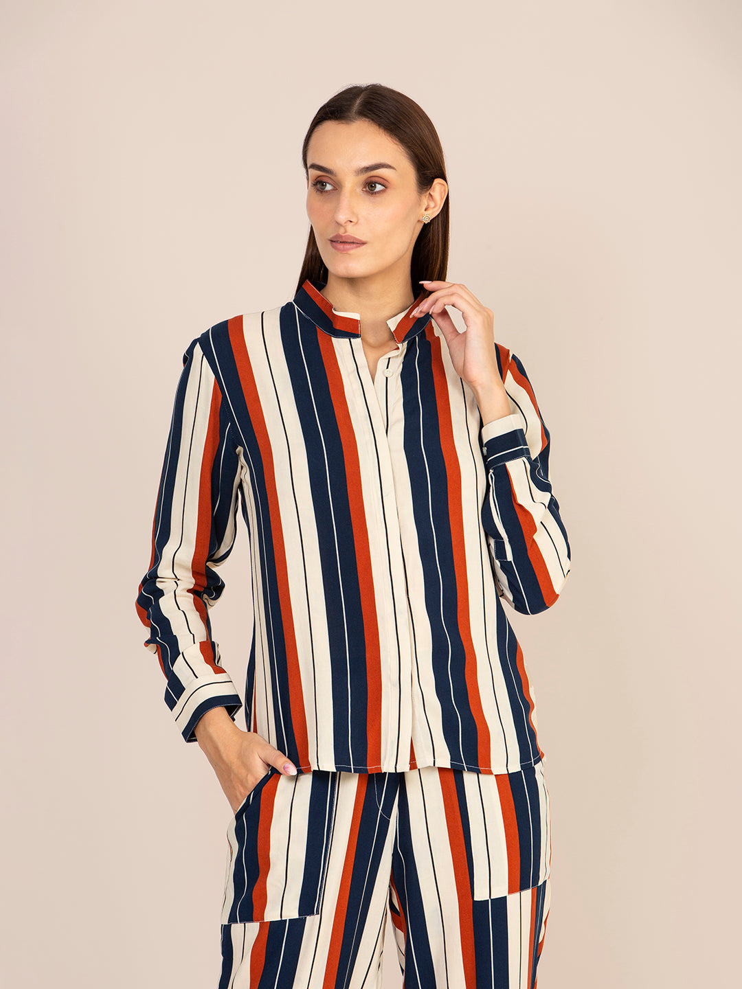 WOMEN'S PREMIUM RAYON STRIPED COORD SET