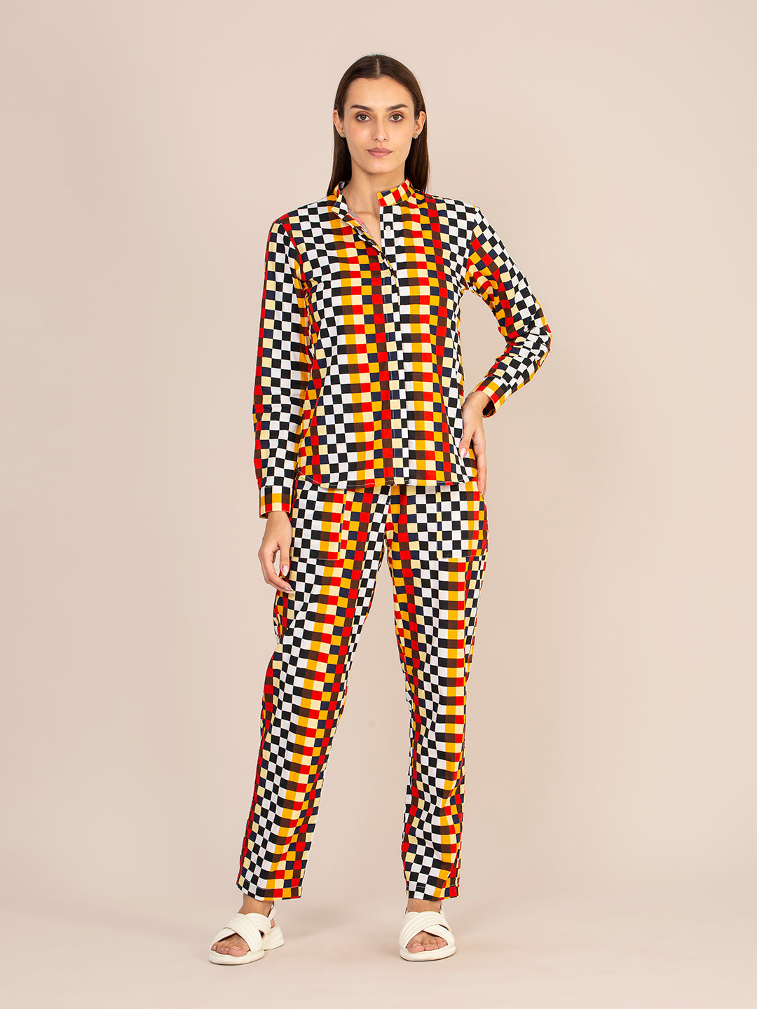 WOMEN'S PREMIUM POPLIN CHECKERED COORD SET