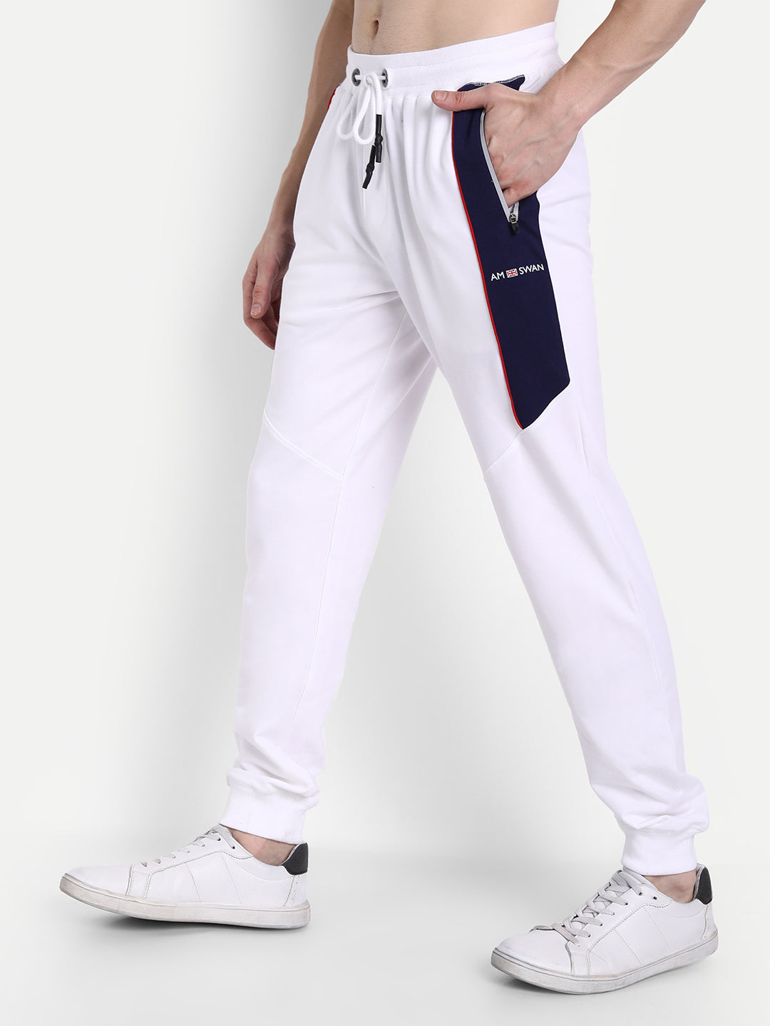 Men's Cotton Rich Lycra with Contrast Pannel Printed Track Pants