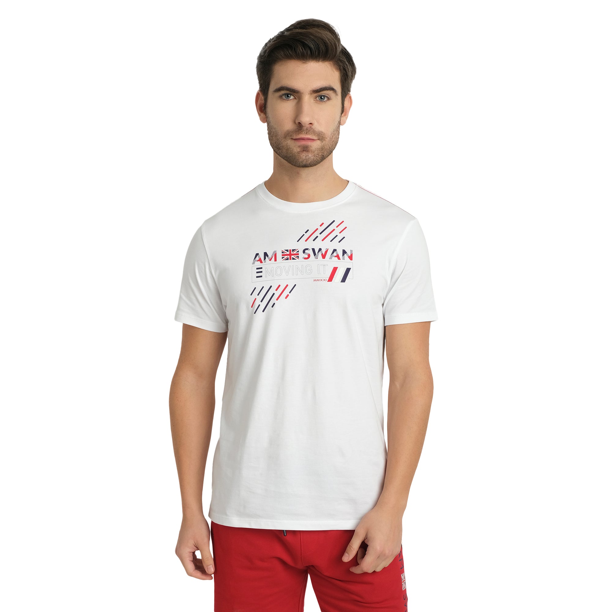 MENS COTTON RICH LYCRA GRAPHIC HALF SLEEVE CREW NECK T-SHIRTS