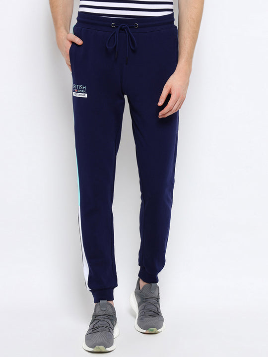 Mens Premium Cotton Colourblocked Printed Track Pants