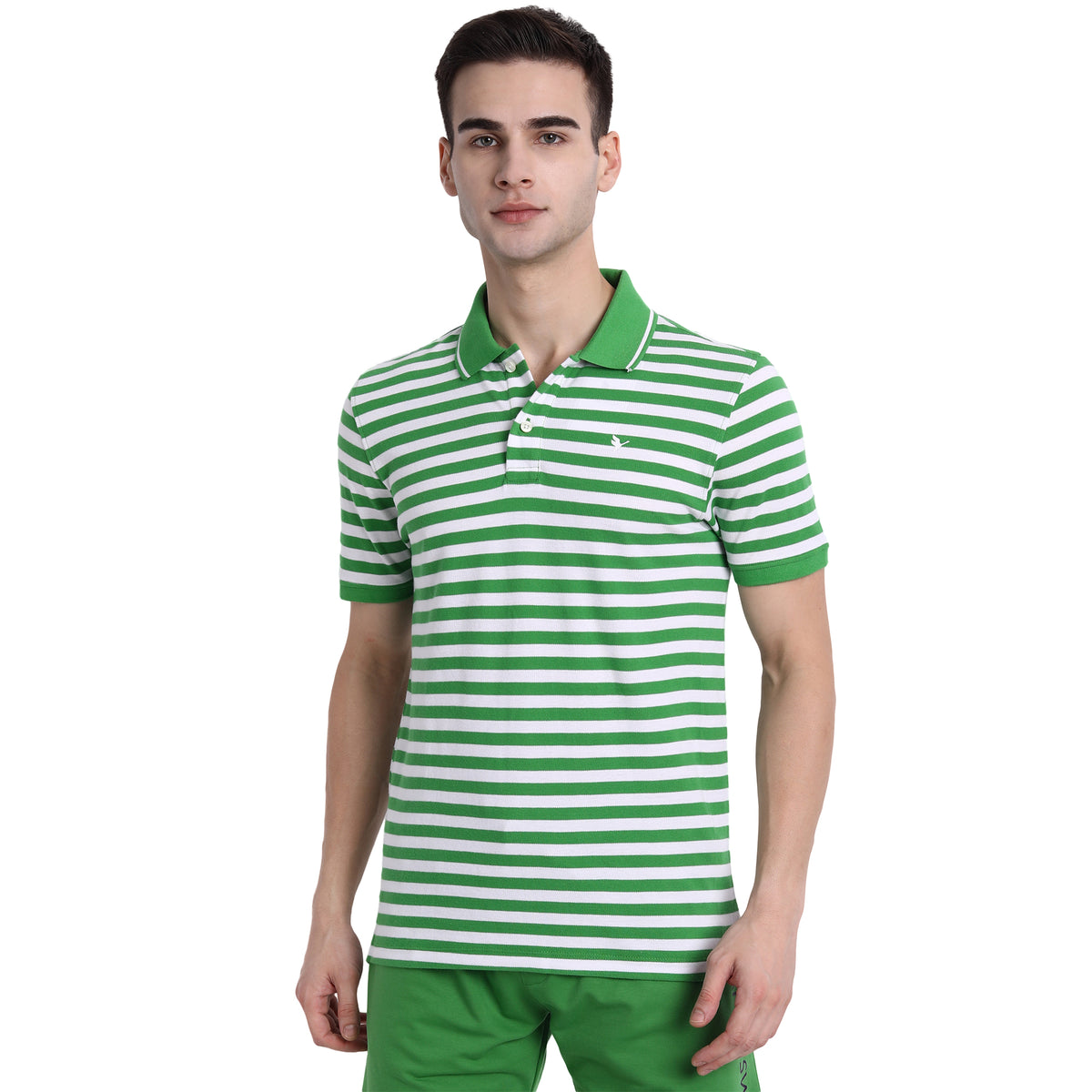 Green Polo Half Sleeve Cotton-Rich T-Shirt