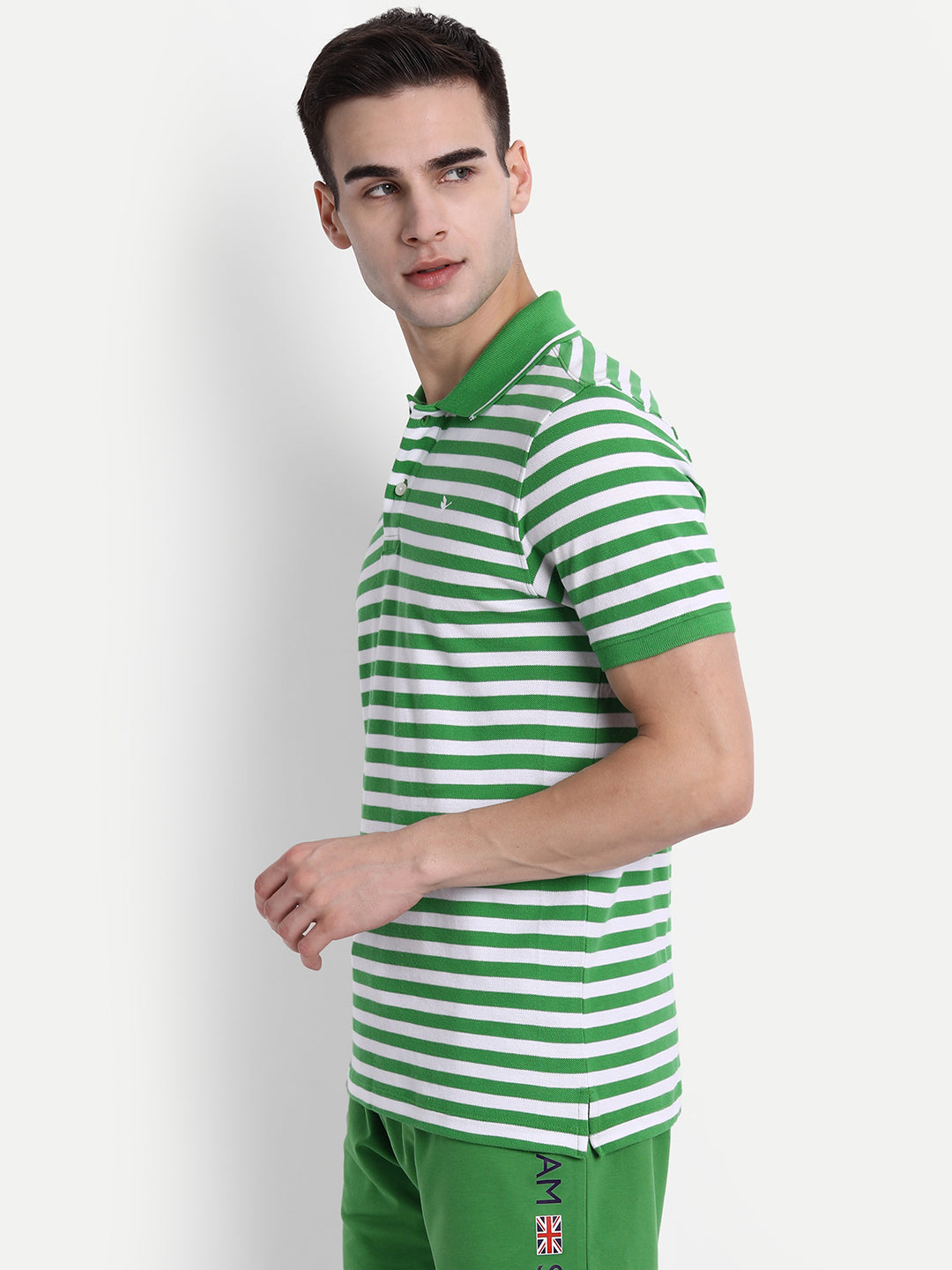 Mens Premium Cotton Stripe Half Sleeve Collar T-Shirts