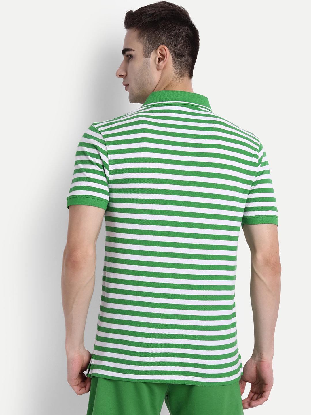 Mens Premium Cotton Stripe Half Sleeve Collar T-Shirts