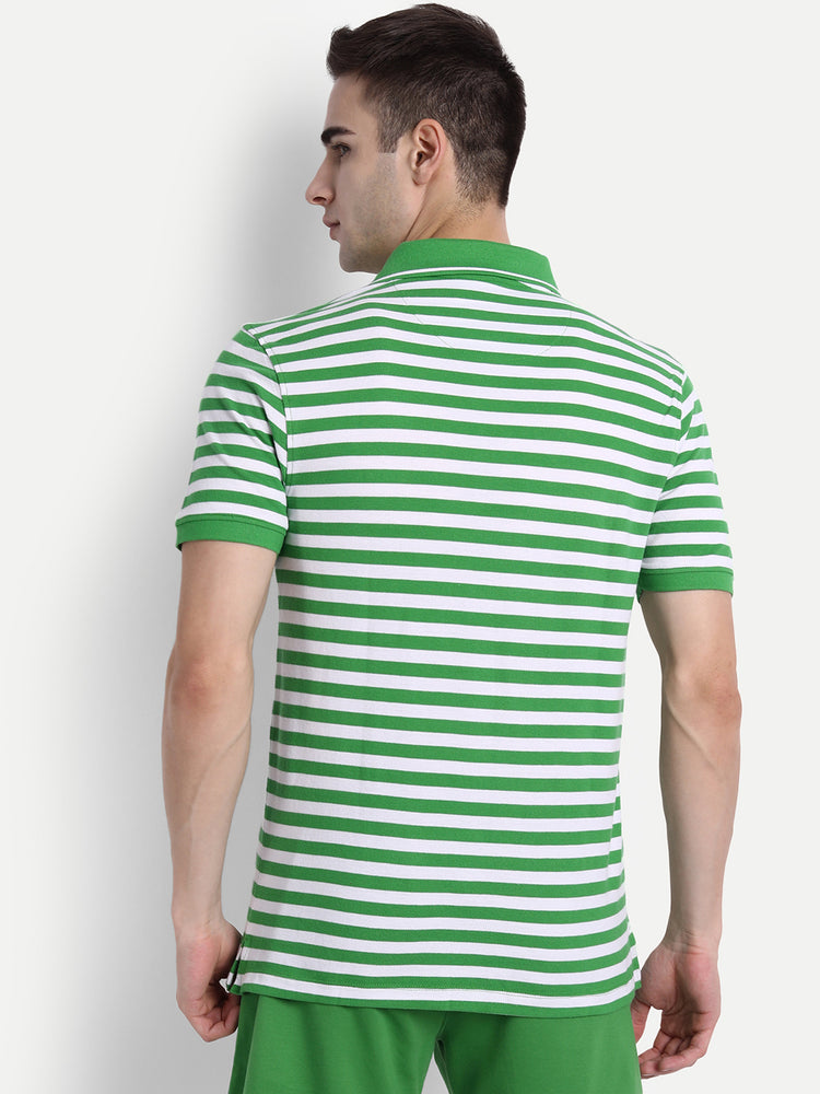 Mens Premium Cotton Stripe Half Sleeve Collar T-Shirts