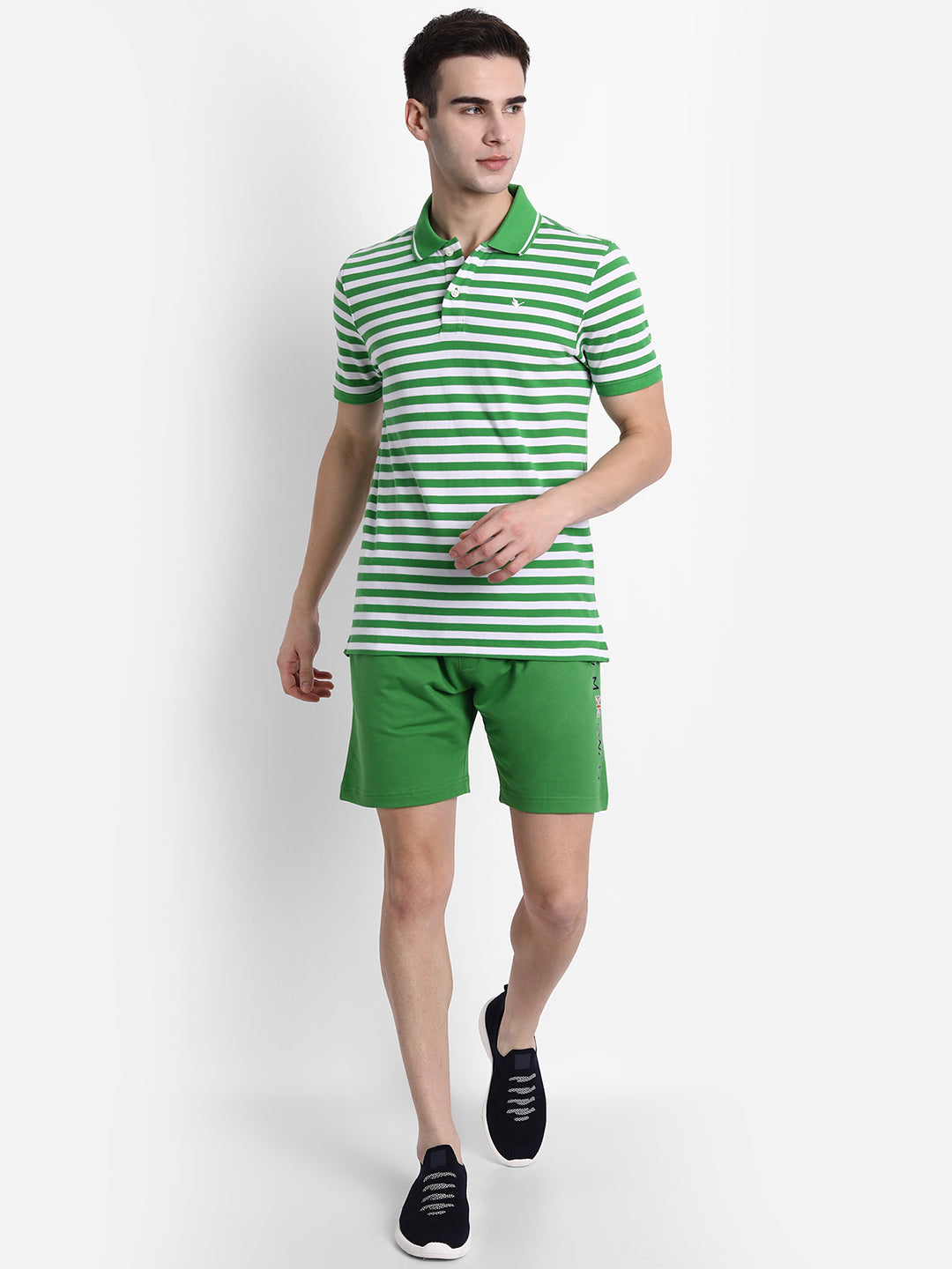 Mens Premium Cotton Stripe Half Sleeve Collar T-Shirts