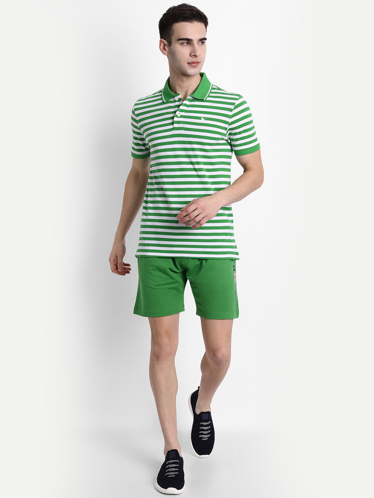 Mens Premium Cotton Stripe Half Sleeve Collar T-Shirts