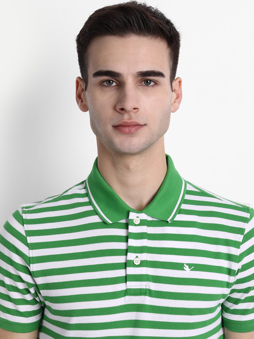 Mens Premium Cotton Stripe Half Sleeve Collar T-Shirts