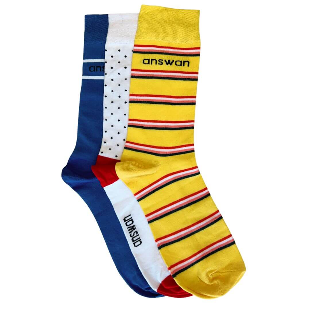 AMSWAN UNISEX PREMIUM FINE GAUGE COTTON SOCKS PACK OF 3