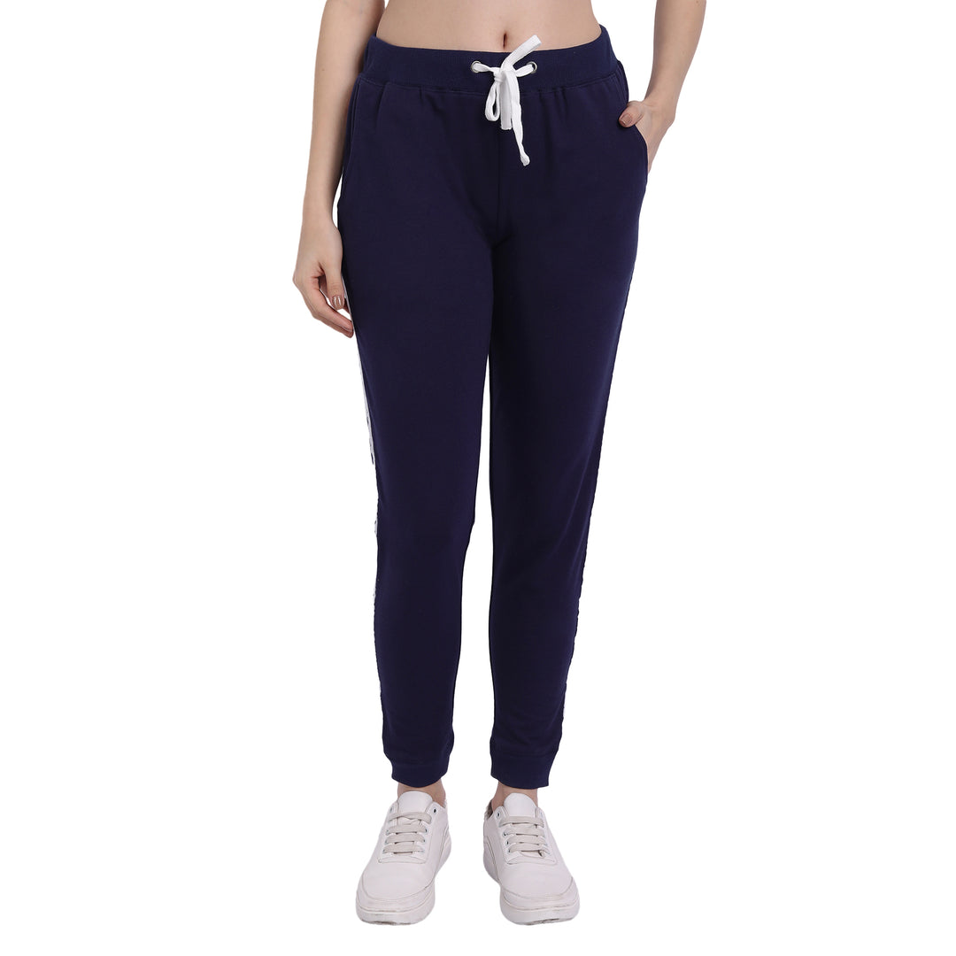 WOMENS COTTON LYCRA SMART FIT SOLID TRACK PANTS