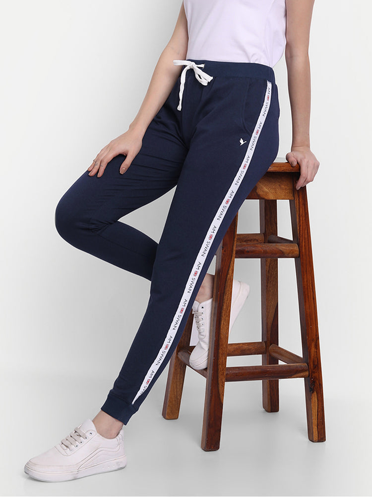 WOMENS COTTON LYCRA SMART FIT SOLID TRACK PANTS