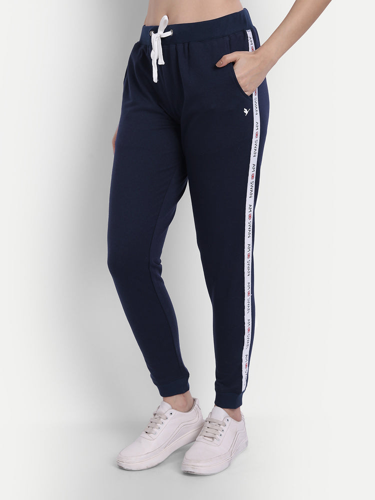 WOMENS COTTON LYCRA SMART FIT SOLID TRACK PANTS