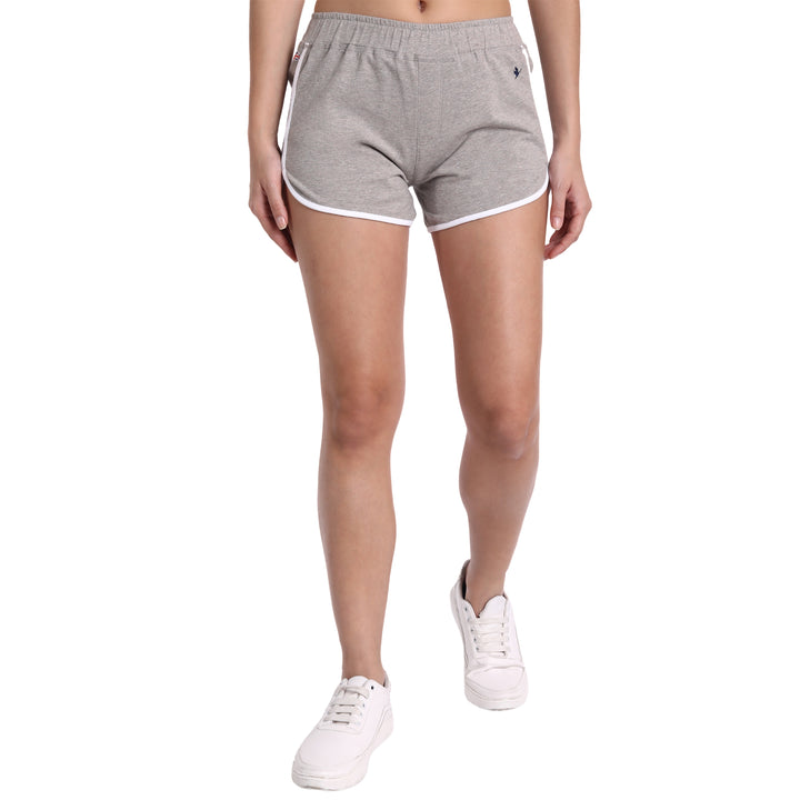 WOMENS GREY POLY COTTON LYCRA SMART FIT SHORTS