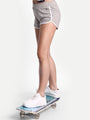 WOMENS GREY POLY COTTON LYCRA SMART FIT SHORTS