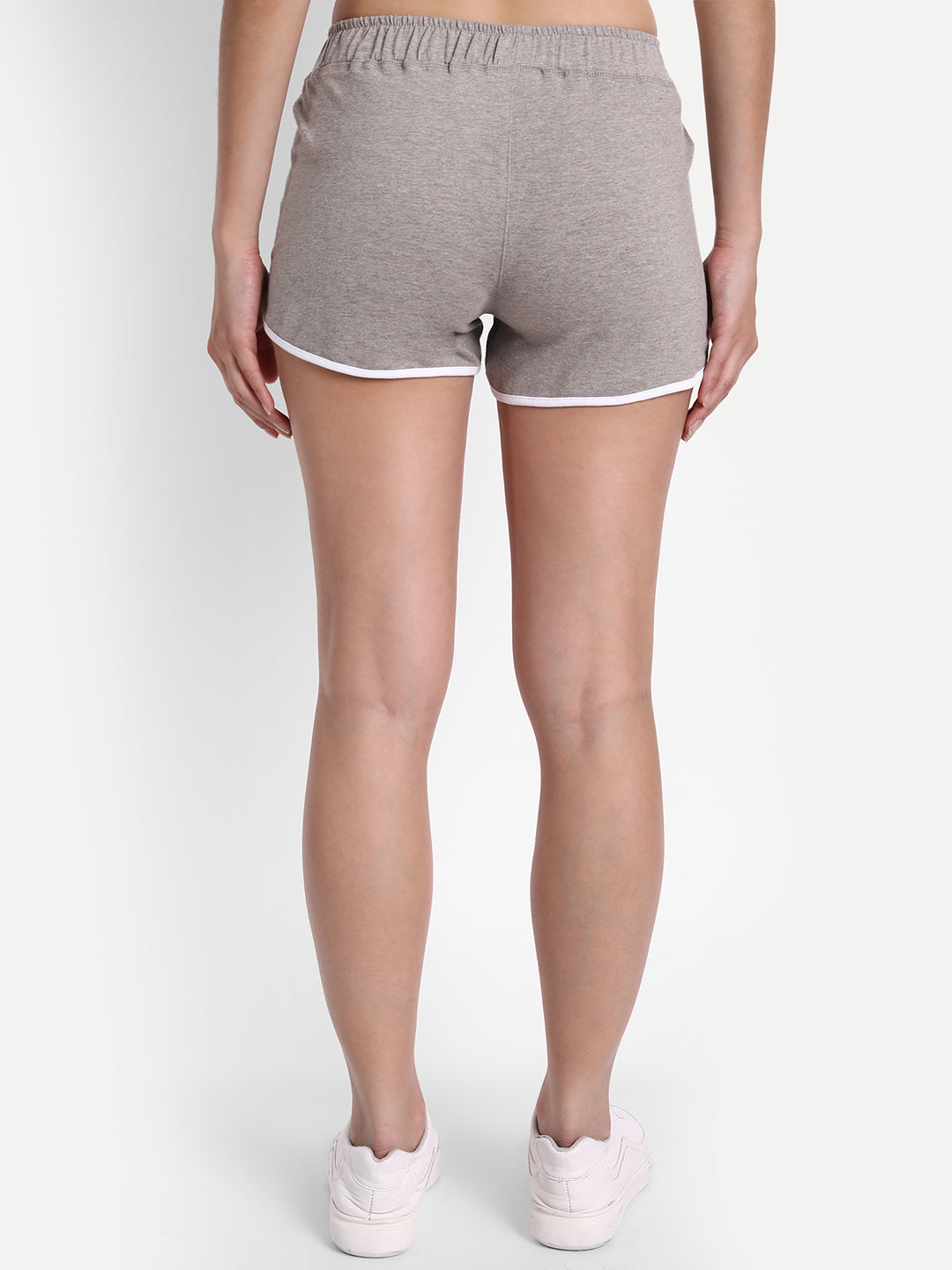 WOMENS GREY POLY COTTON LYCRA SMART FIT SHORTS
