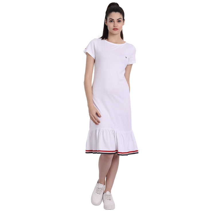 WOMENS PREMIUM COTTON HALF SLEEVE FLARED DRESSES