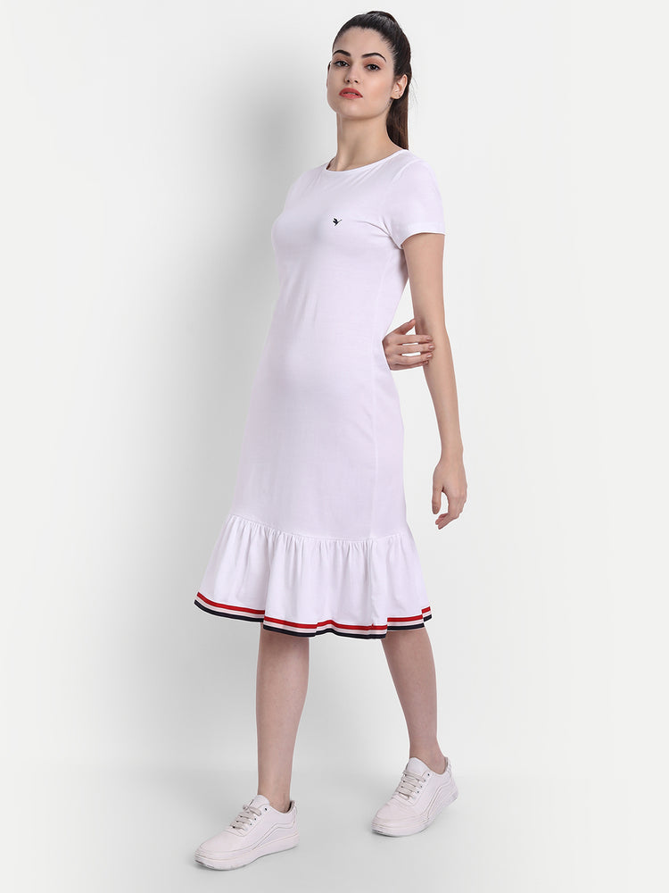 WOMENS PREMIUM COTTON HALF SLEEVE FLARED DRESSES