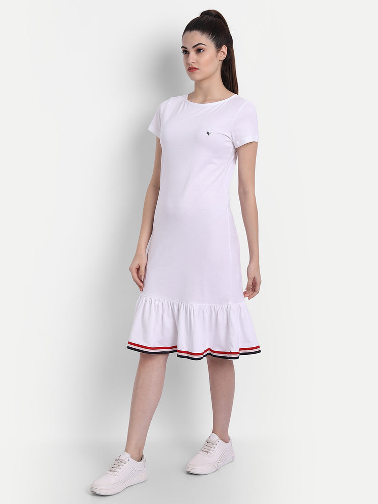 WOMENS PREMIUM COTTON HALF SLEEVE FLARED DRESSES