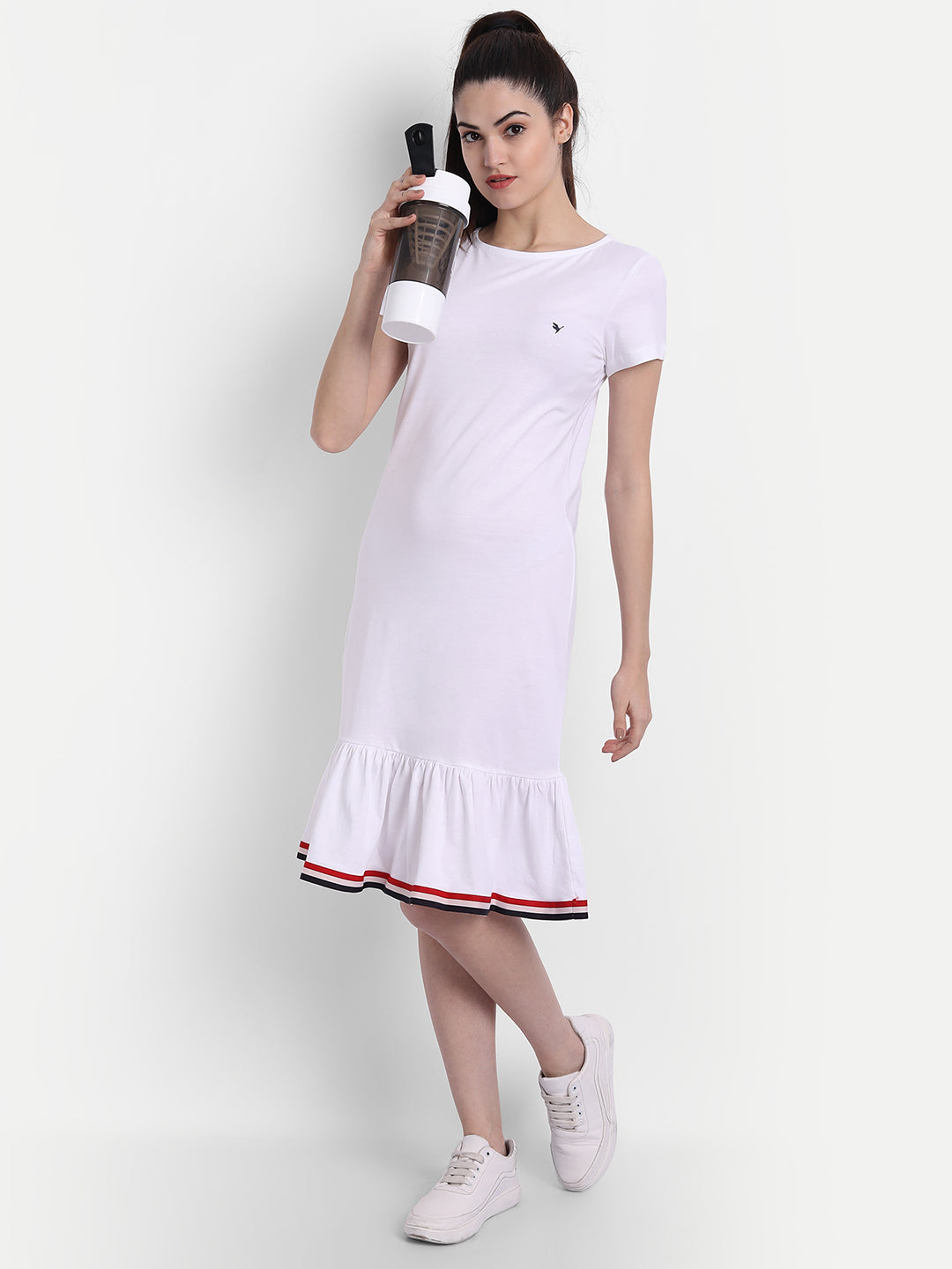 WOMENS PREMIUM COTTON HALF SLEEVE FLARED DRESSES
