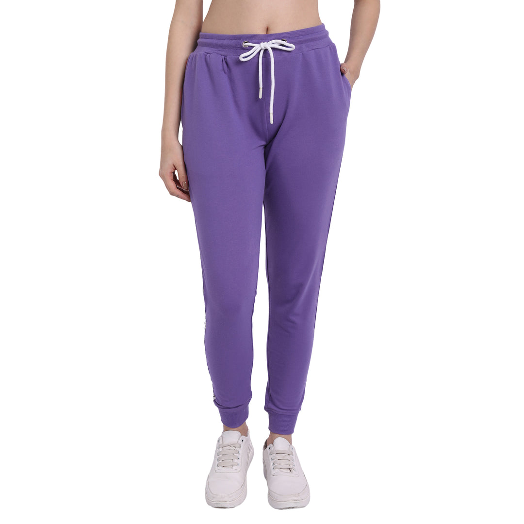 WOMENS PREMIUM COTTON SOLID TRACK PANTS