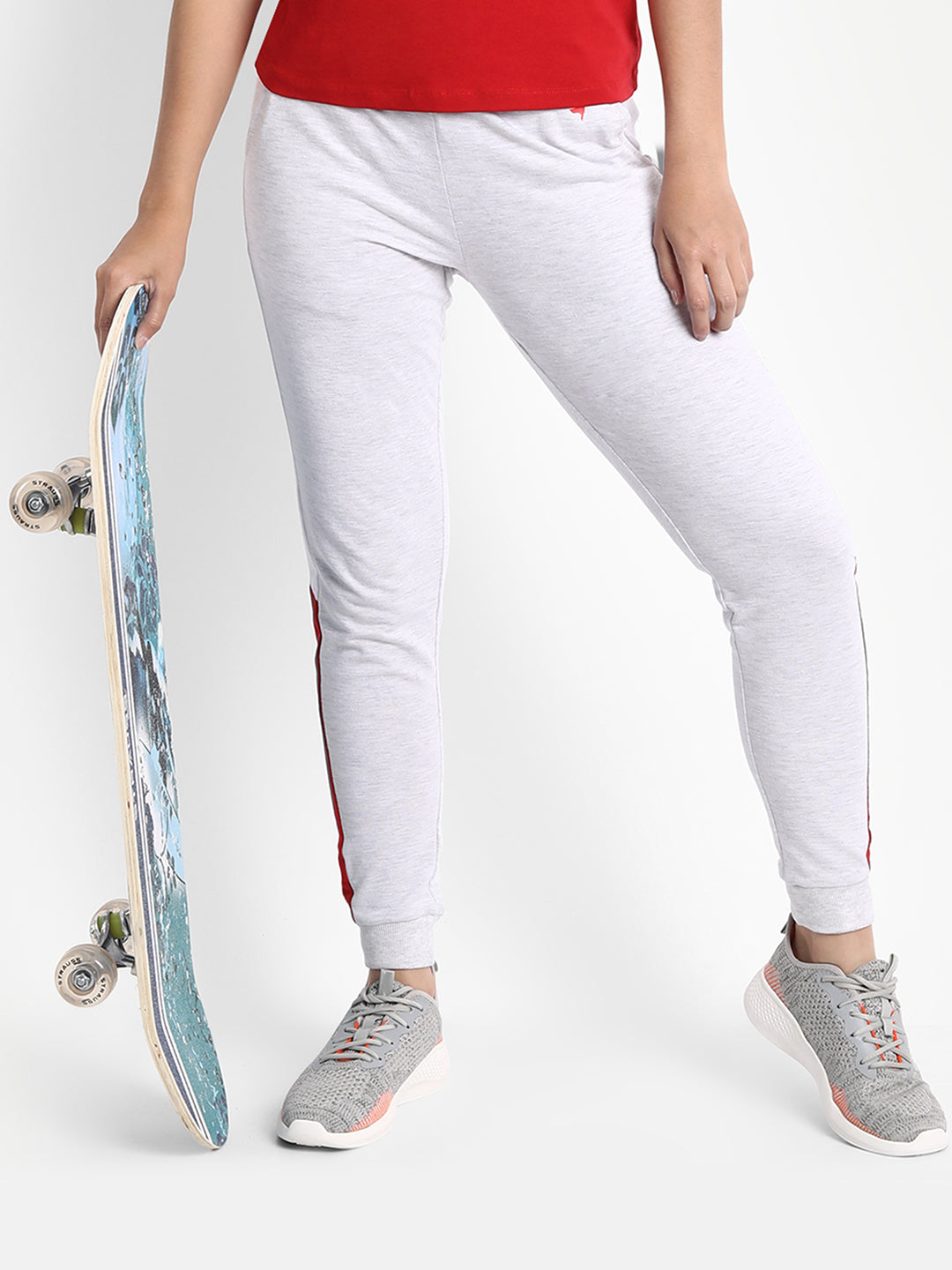 WOMENS PREMIUM COTTON PRINTED COLOURBLOCKED TRACK PANTS