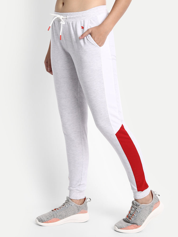 WOMENS PREMIUM COTTON PRINTED COLOURBLOCKED TRACK PANTS