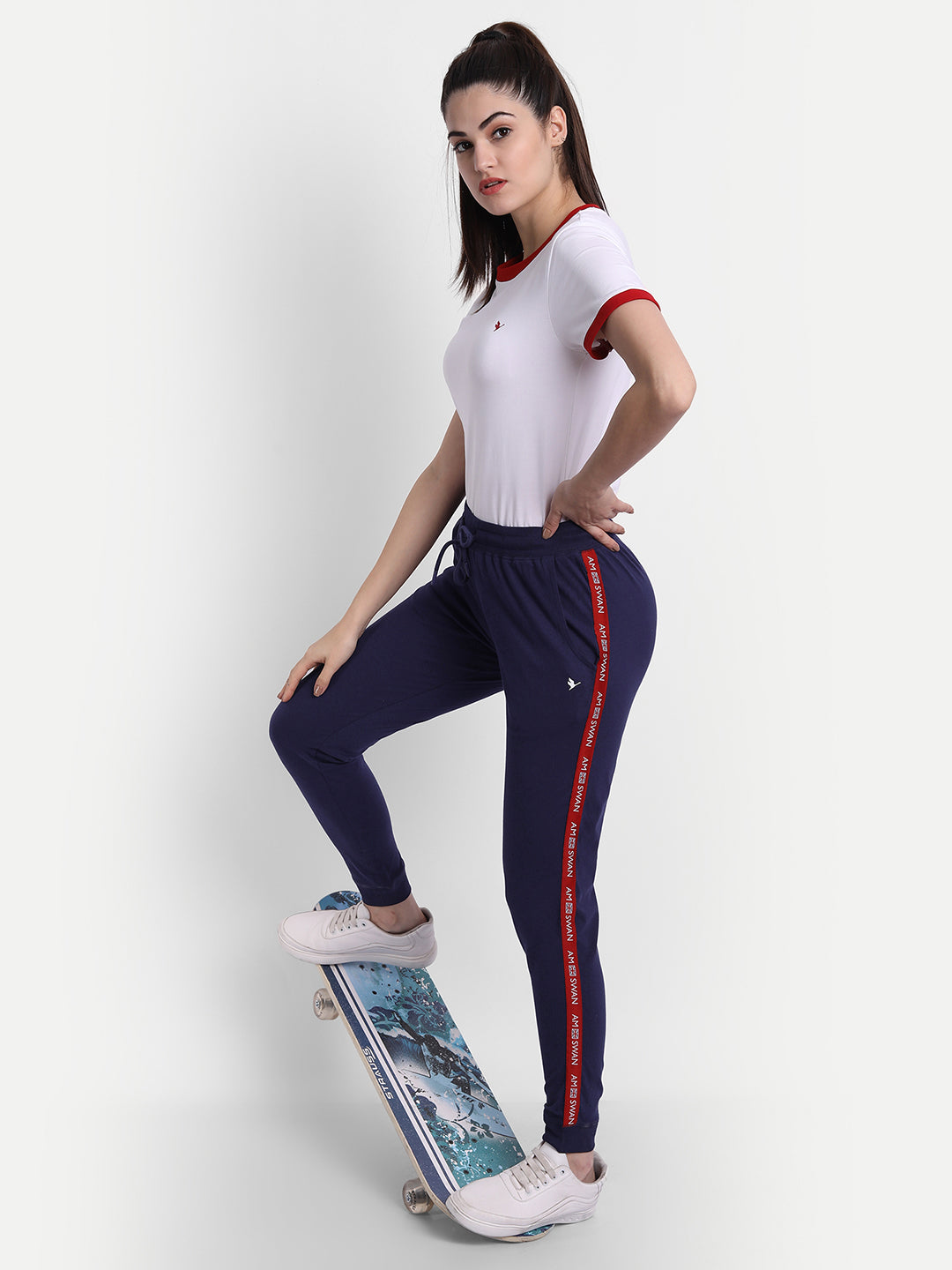 WOMENS PREMIUM COTTON SOLID TRACK PANTS