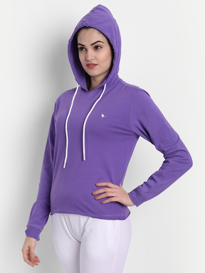 WOMENS PREMIUM COTTON SOLID HOODED SWEAT-SHIRTS