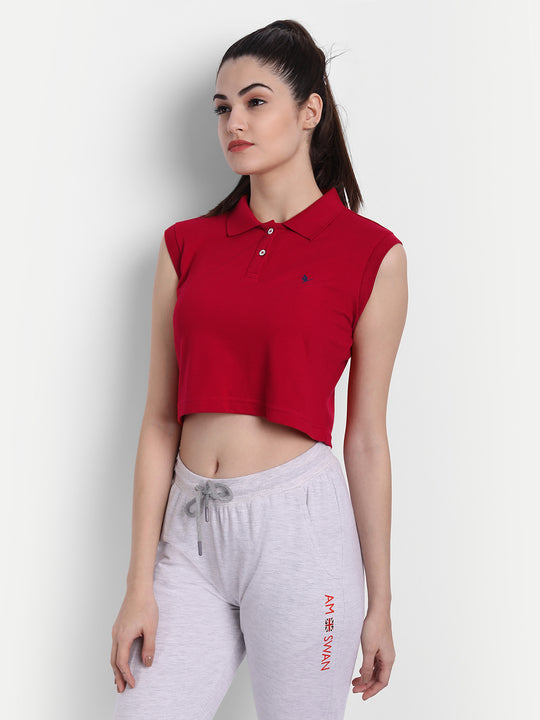 WOMENS PREMIUM COTTON SOLID SLEEVELESS POLO T-SHIRTS