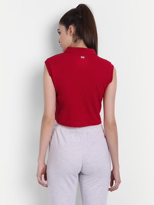 WOMENS PREMIUM COTTON SOLID SLEEVELESS POLO T-SHIRTS