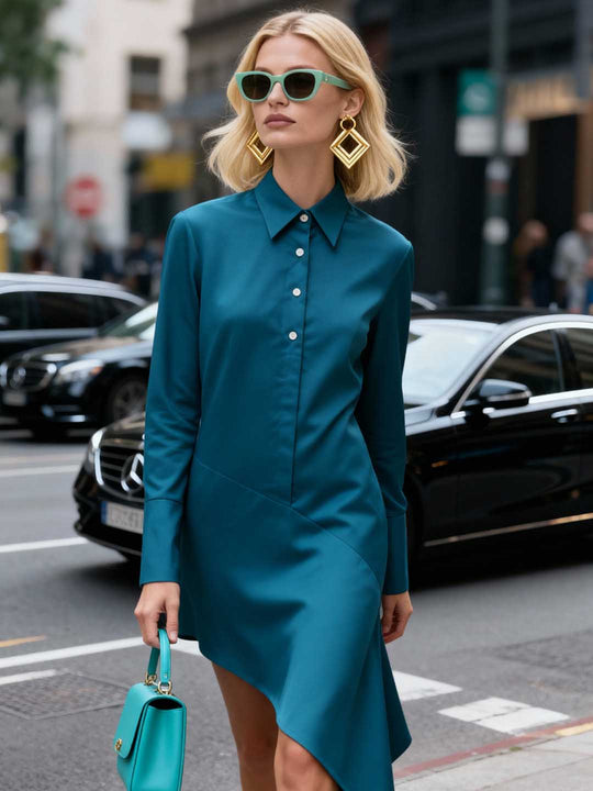 Women'S European Satin A Symetrical Shirt Top