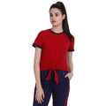 Womens Premium Cotton Stripe Half Sleeve Knotted T-Shirts