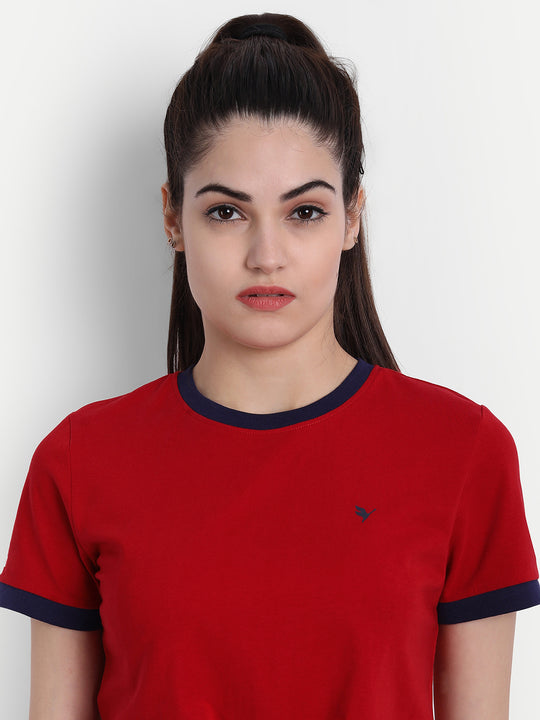 Womens Premium Cotton Stripe Half Sleeve Knotted T-Shirts