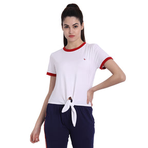Women's Premium Cotton Stripe Half Sleeve Knotted T-Shirts