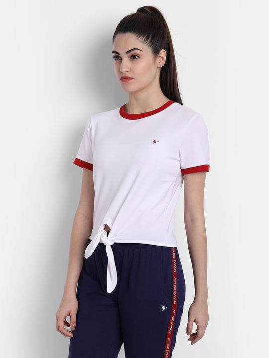 Womens Premium Cotton Stripe Half Sleeve Knotted T-Shirts