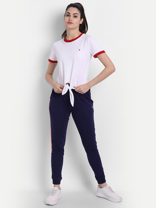 Womens Premium Cotton Stripe Half Sleeve Knotted T-Shirts