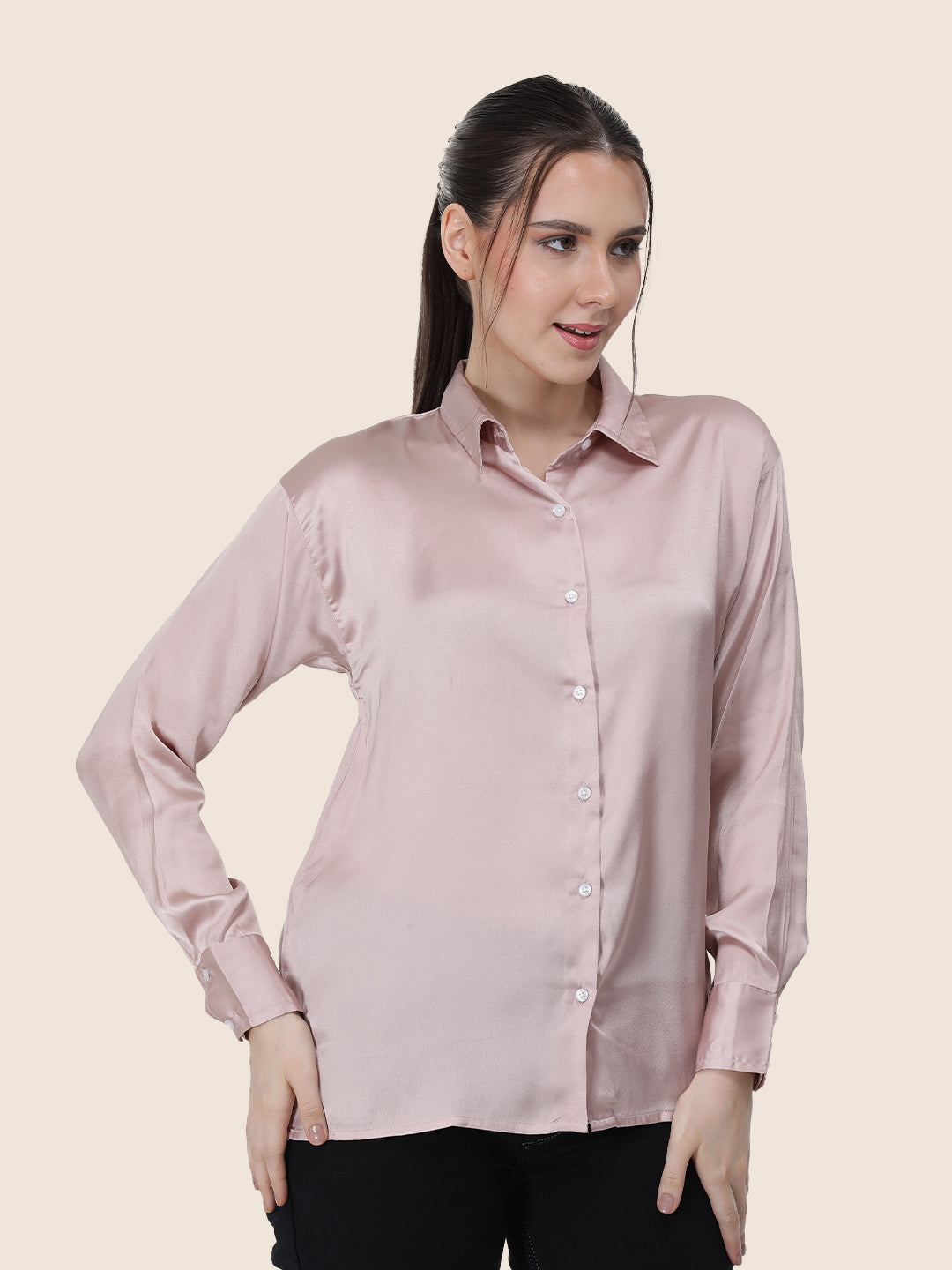 Women's  Premium Thiistle Regular Fit Solid Summer Satin shirt