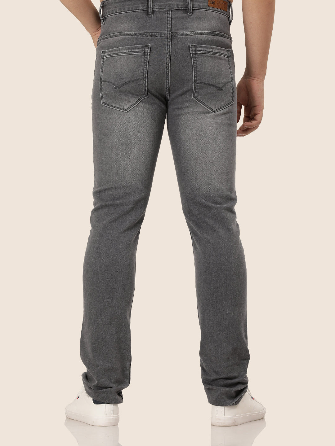 Amswan Premium Men'S Grey Dirty Wash Classic Fit Jeans