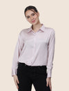 Women's  Premium Baby Pink Regular Fit Solid  Satin shirt