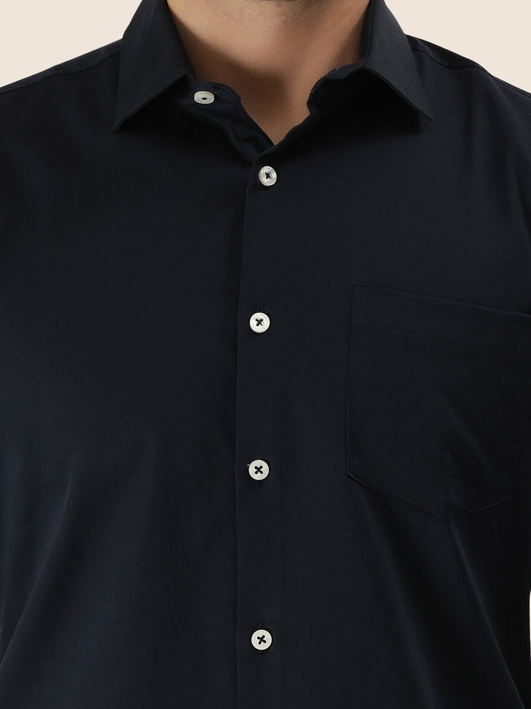 Premium Cotton Lycra Satin Black Shirt