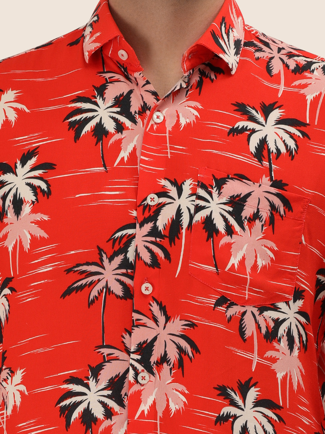 Men's Premium Rayon Shirt With Red Flower Print