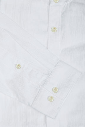 Amswan Premium Men's Crinkle Cotton Shirt - Mandarin Collar, Long Sleeves