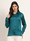 Women's  Premium Peacock Regular Fit Solid  Satin shirt