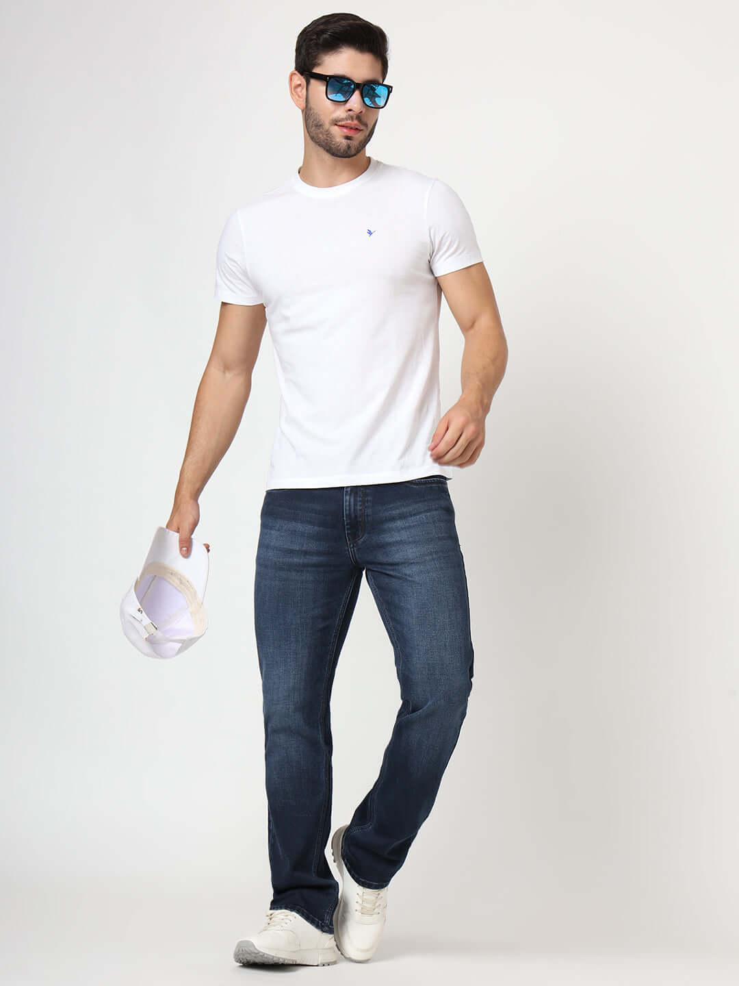 Premium Men'S Blue Dark Wash Relaxed Fit Jeans