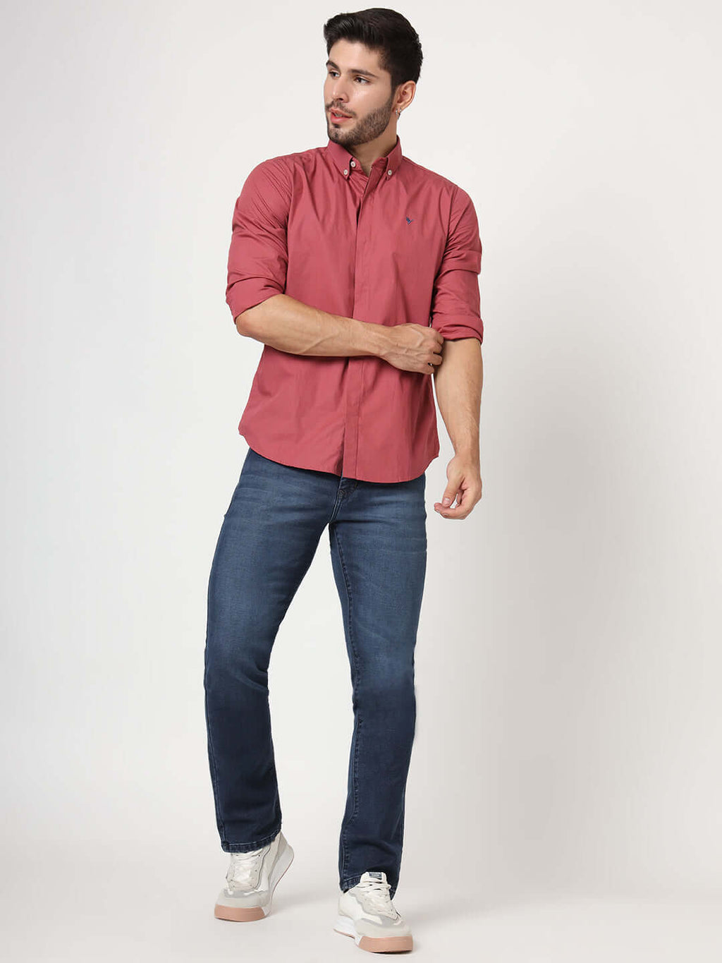 Premium Men'S Blue Mid Wash Relaxed Fit Jeans