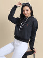 Amswan Women'S Black Solid Full Sleeve Hoodie