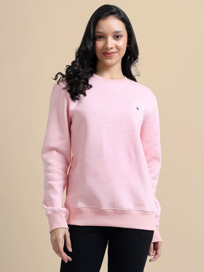 AMSWAN WOMEN'S PINK  SOLID SWEATSHIRT