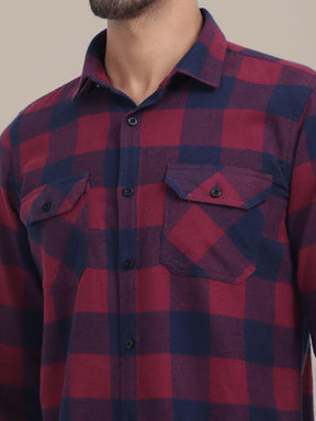 Premium Cotton Maroon Flannel Full Sleeves Shirt