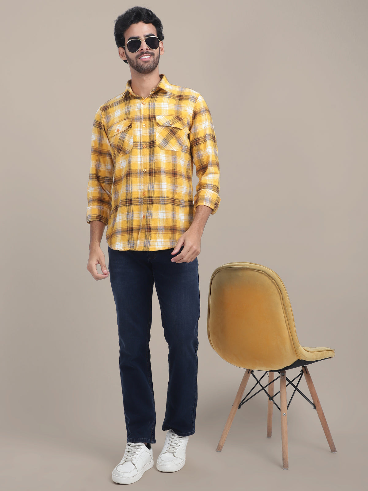 Premium Cotton Yellow Plaid Flannel Shirts