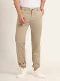Premium Cotton Stretch Spanish Grey Solid Men'S Regular Fit Trouser
